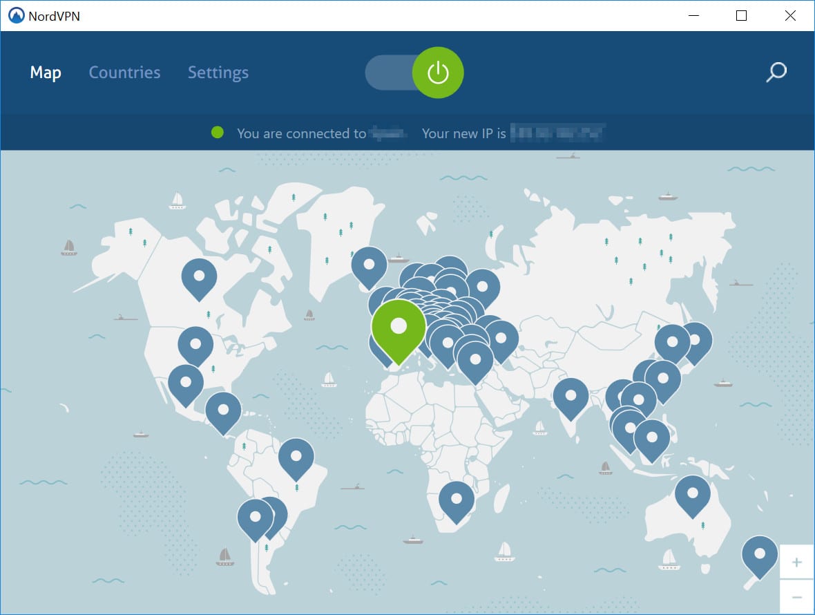 NordVPN mapa świata